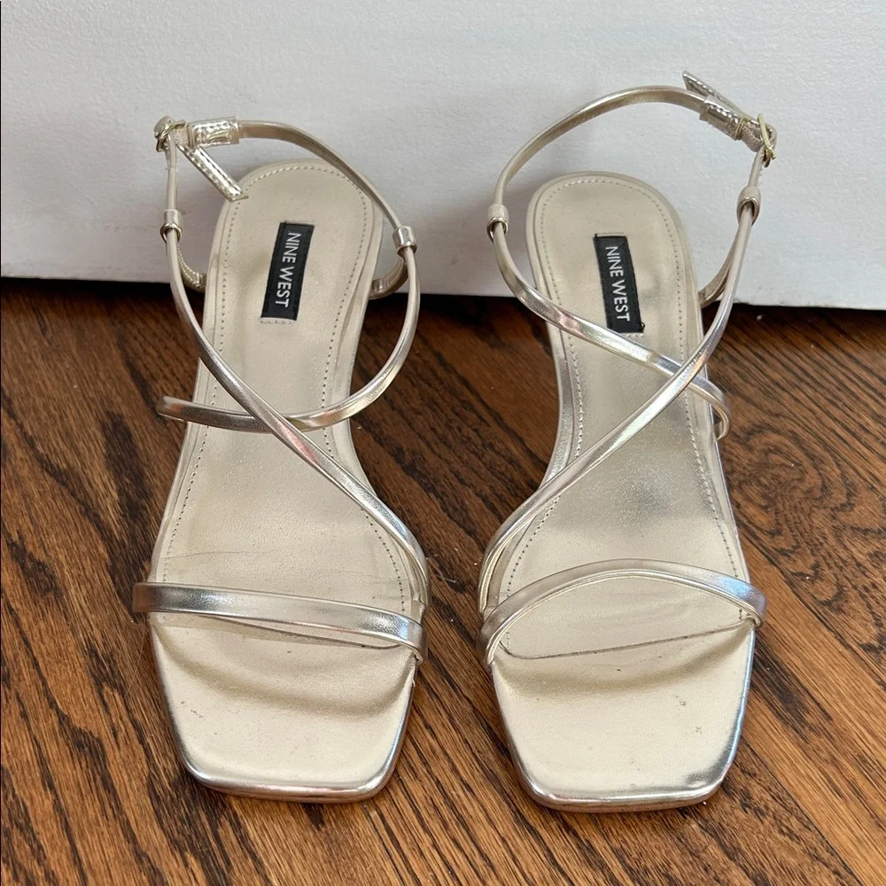 Nine West Haya3 Heeled Metallic Sandal - Picture 2 of 5